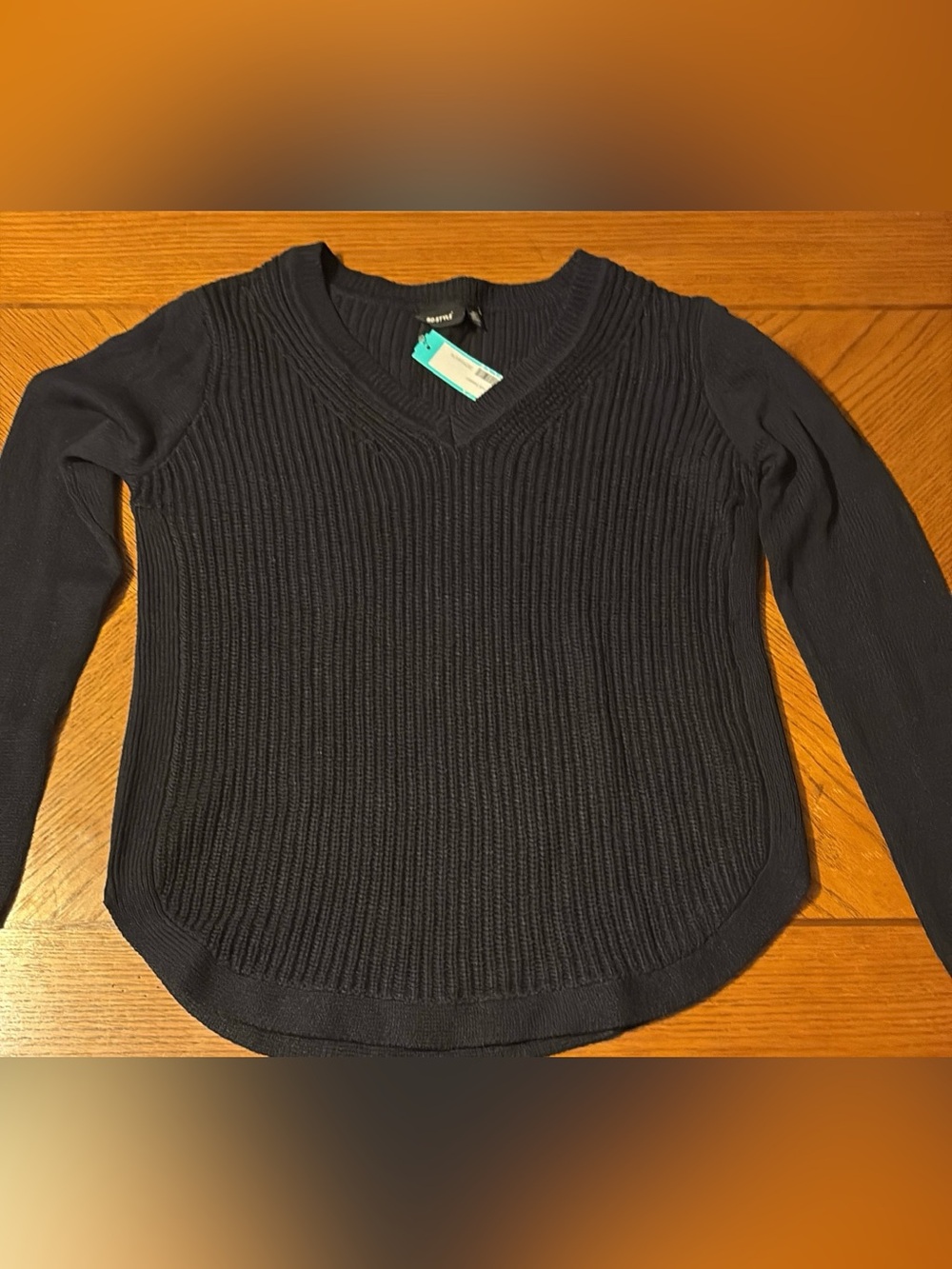 NWT RD Style Ribbed josslyn V-Neck navy Sweater size large